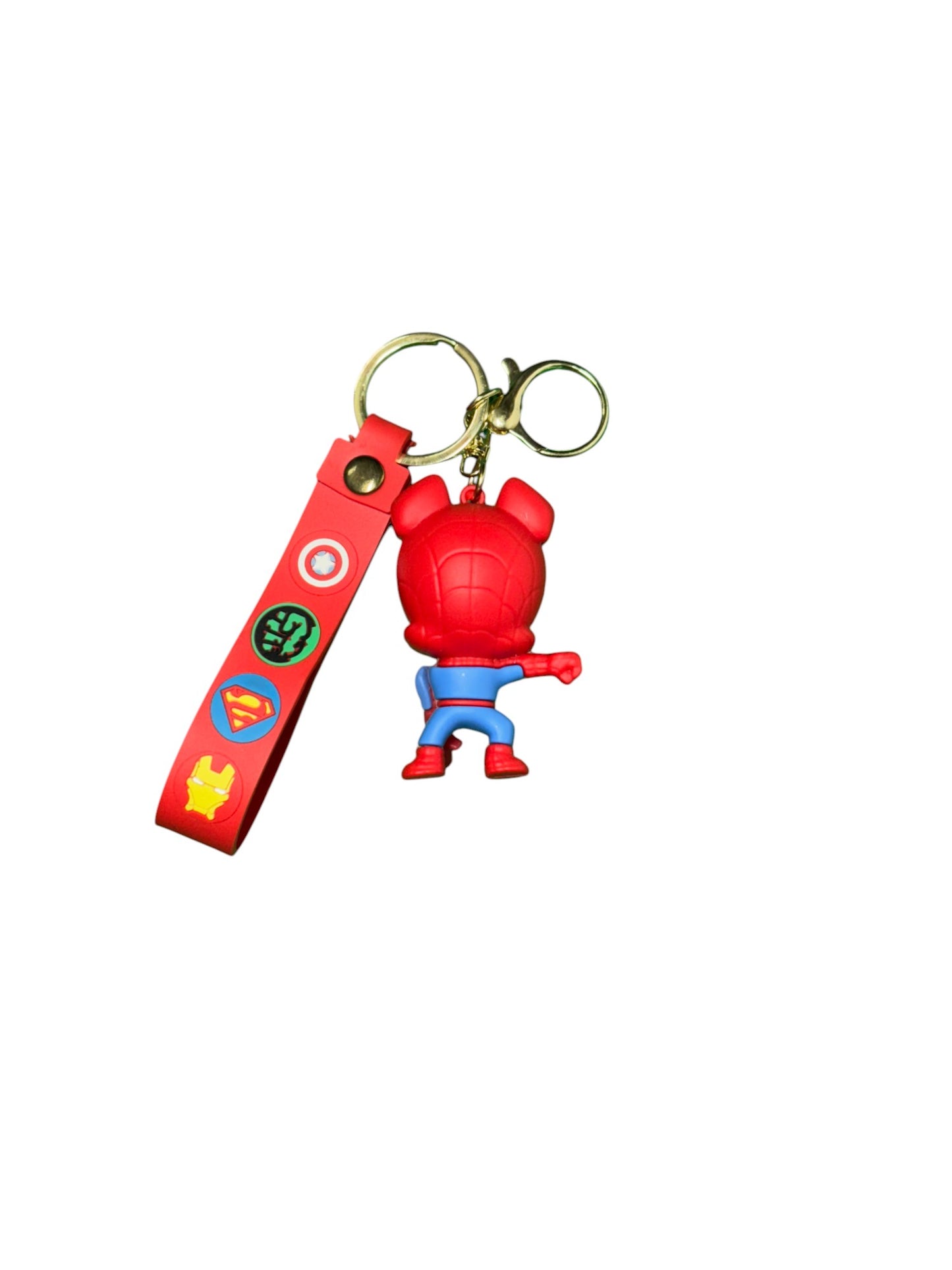 Cute 3D Spider-Man Rubber Keychain with Avengers Strap | Superhero Cartoon Keyring for Bikes, Cars, Bags & Keys