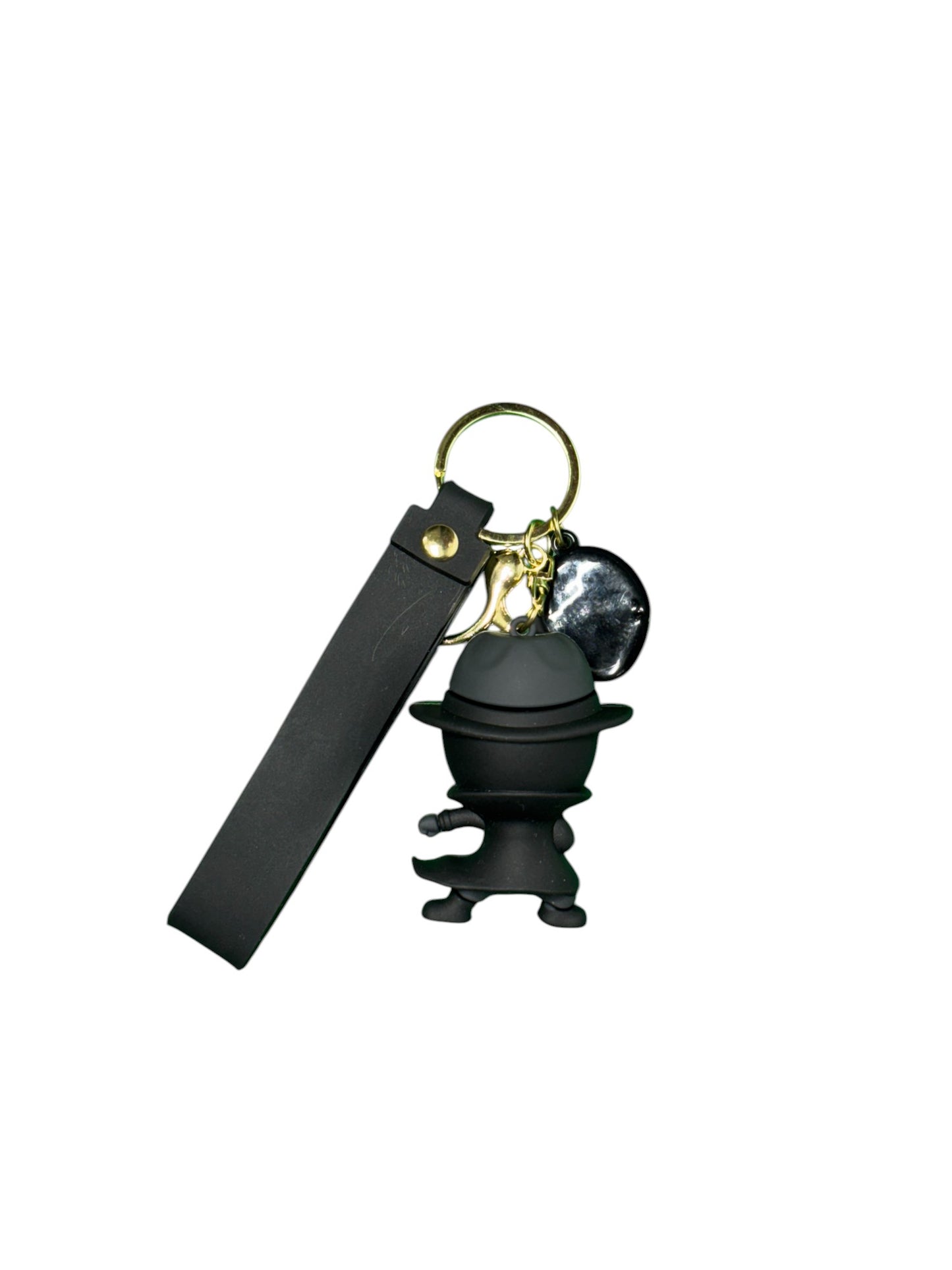 3D Spider-Man Noir Rubber Keychain with Black Strap | Superhero Cartoon Keyring for Bikes, Cars, Bags & Keys