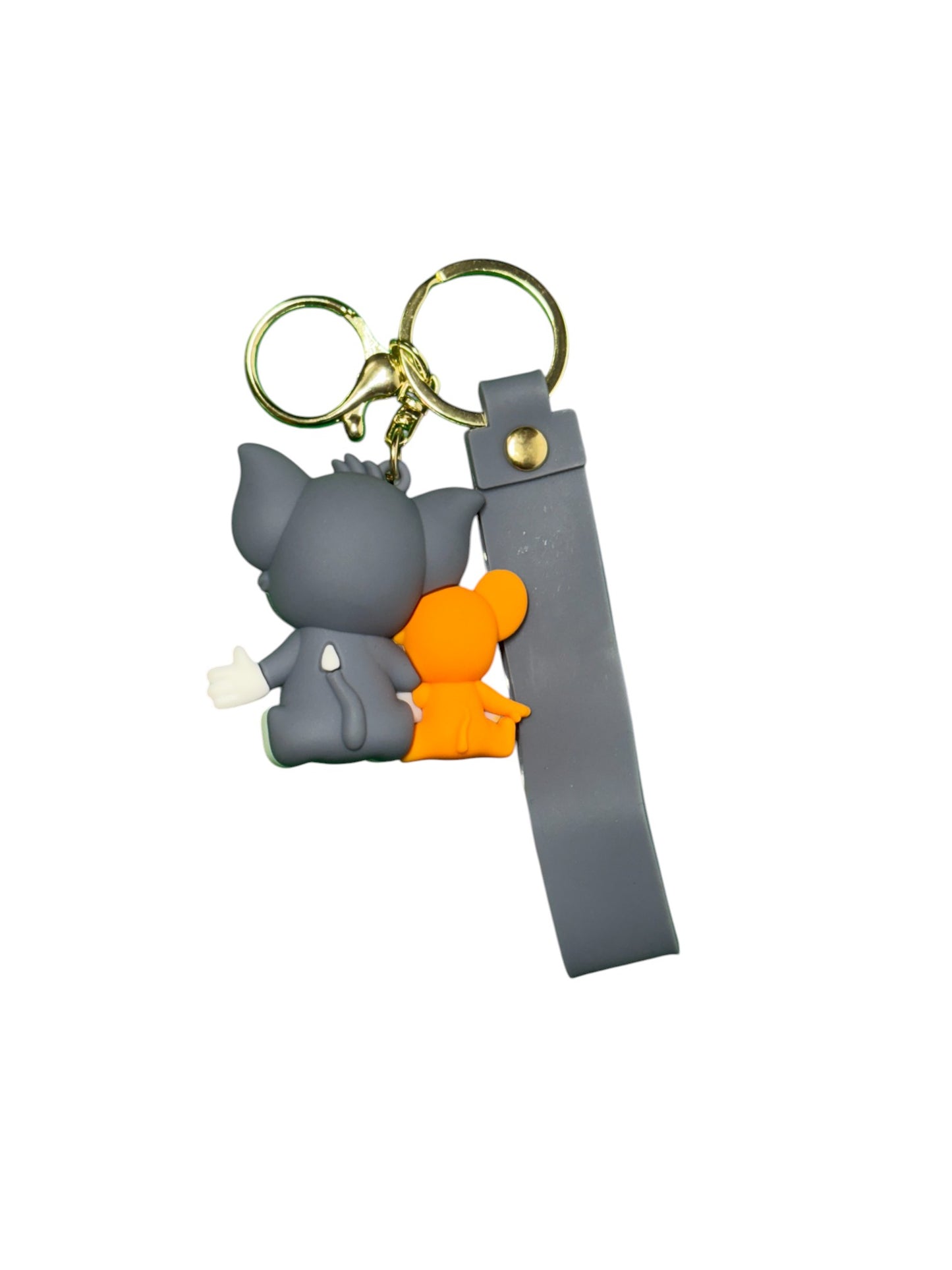 Tom & Jerry 3D Cartoon Rubber Keychain with Strap | Cute Character Keyring for Bikes, Cars, Bags & Kids