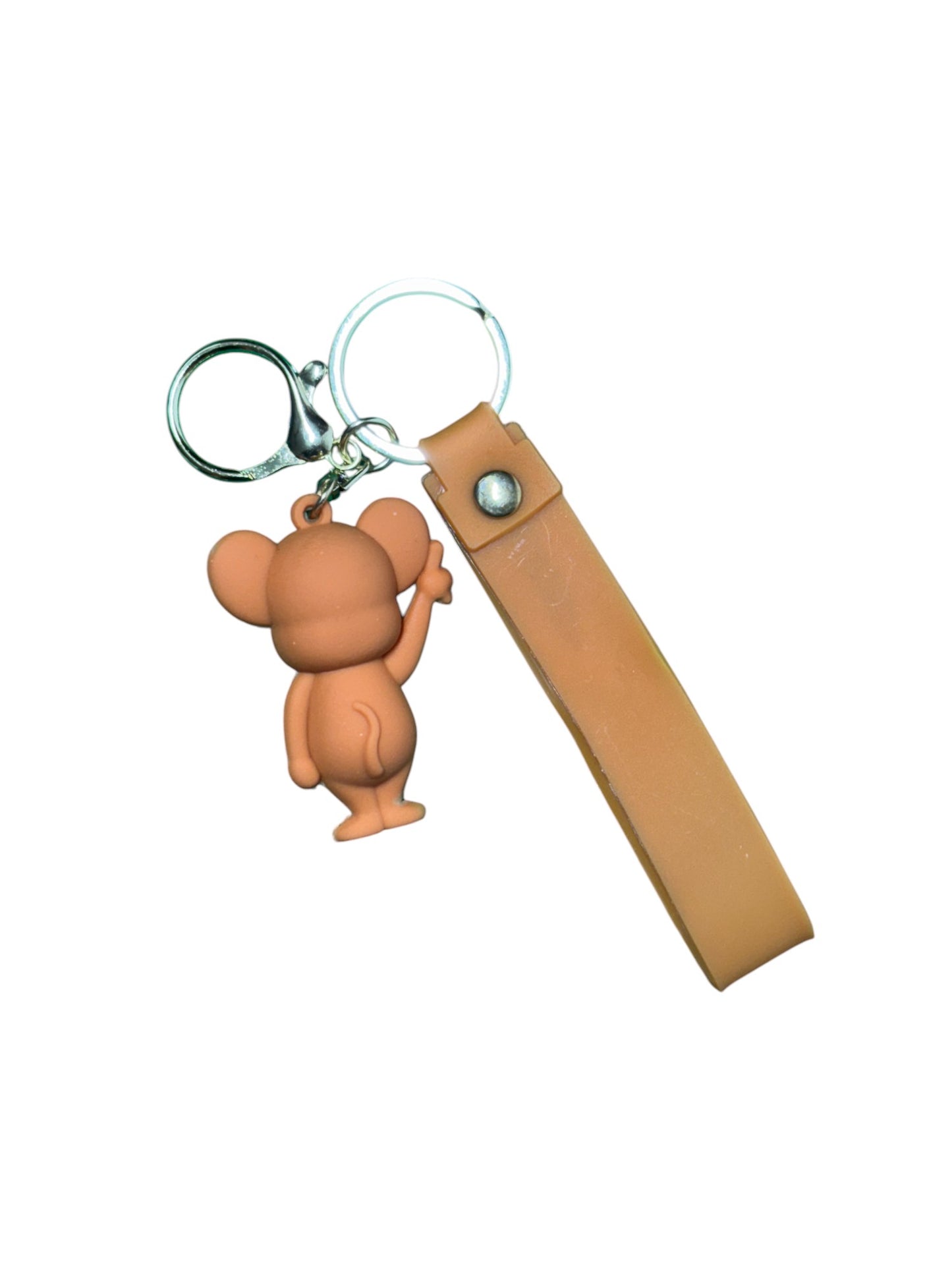 Tom & Jerry Rubber Keychain | Jerry Cartoon Character Keyring with Strap for Bike, Car & Bags