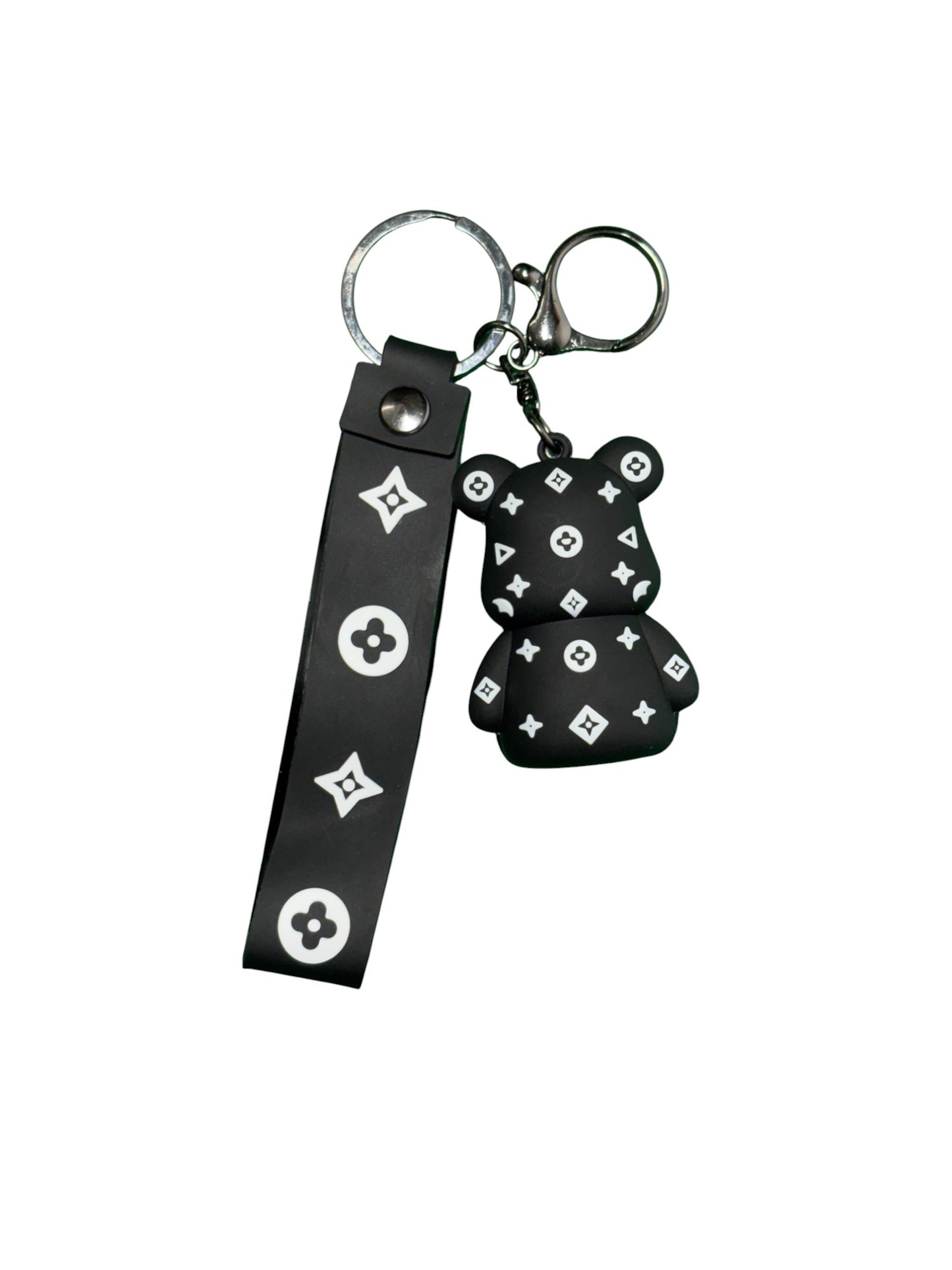 Trendy Bear Shape Rubber Keychain | Stylish Designer Strap Keyring for Bike, Car & Bags