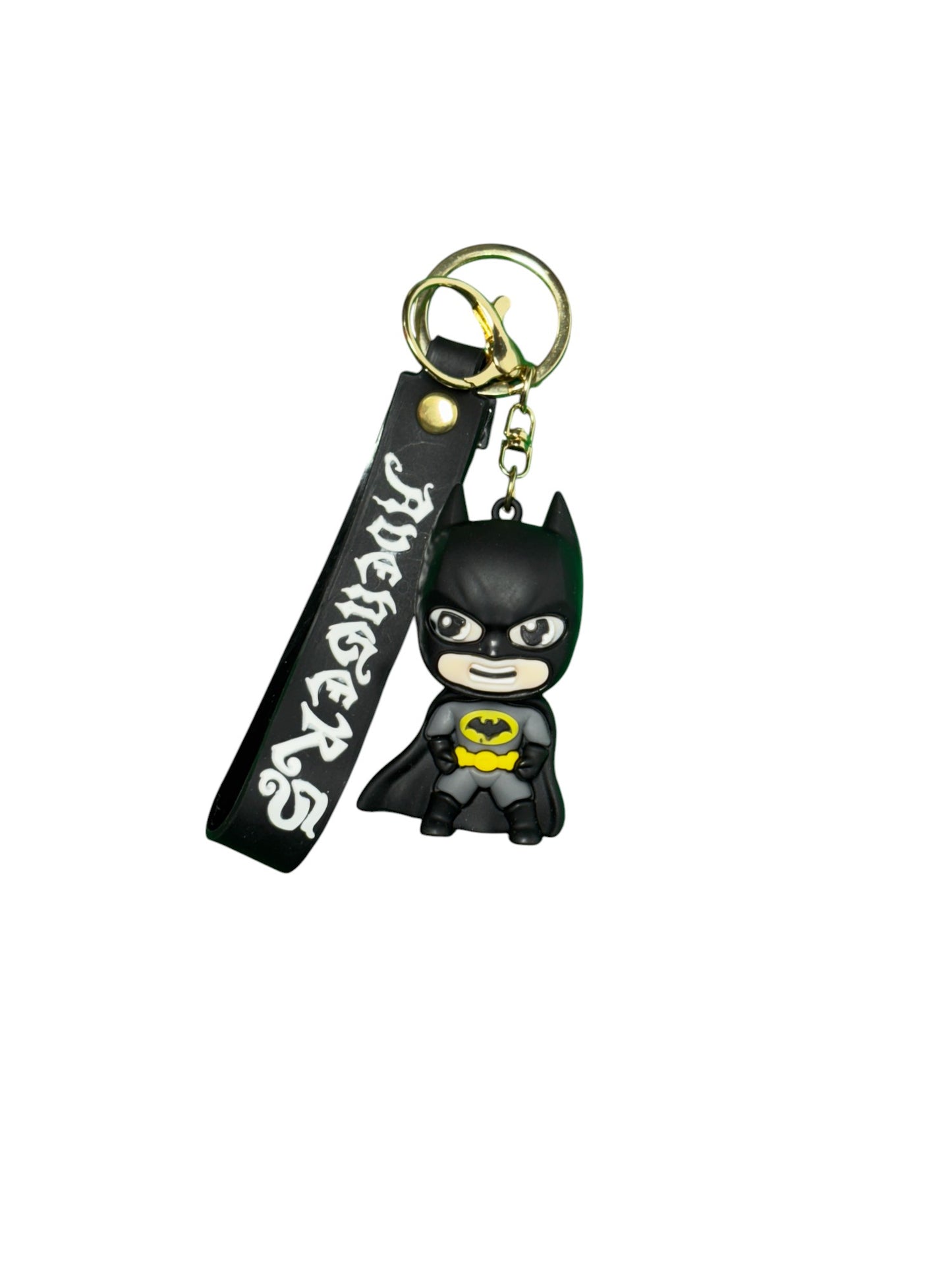 Cute Chibi Batman Keychain | Superhero Silicone Keyring with Avengers Strap | DC Comics Fan Gift for Keys, Bags,