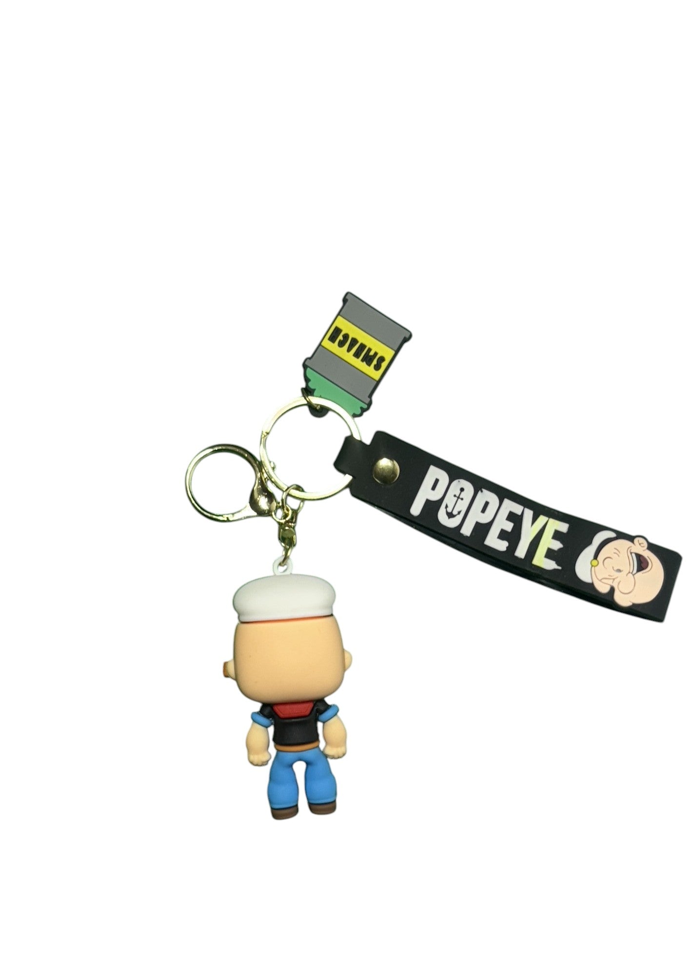 Popeye the Sailor Man Keychain - Funko-style Character with Spinach Can & Wrist Strap