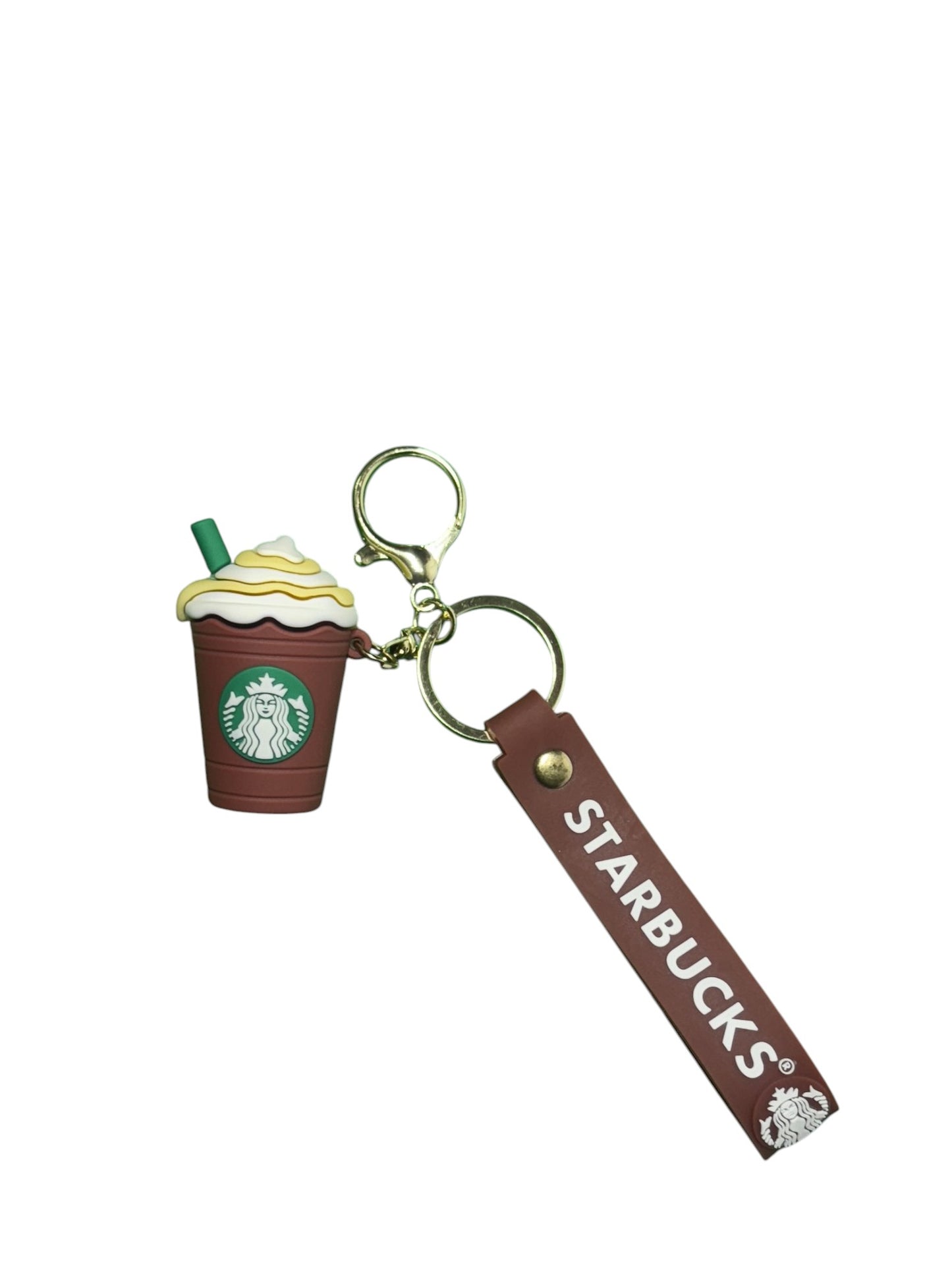 Starbucks Frappuccino Keychain with Wristlet Strap - Coffee Cup Bag Charm & Key Holder