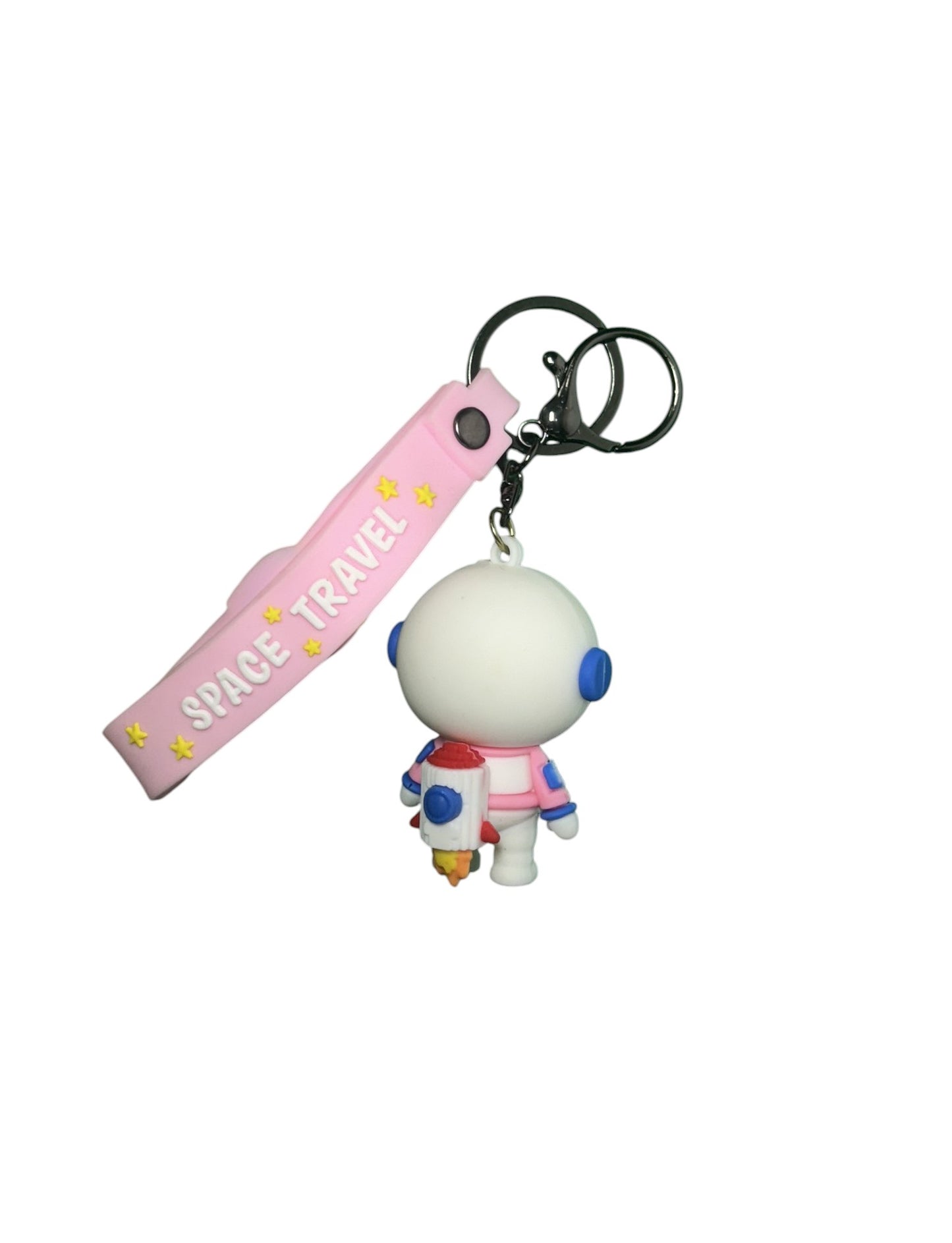 Adorable Astronaut & 'Space Travel' PVC Keychain - Sci-Fi Space Lover Gift