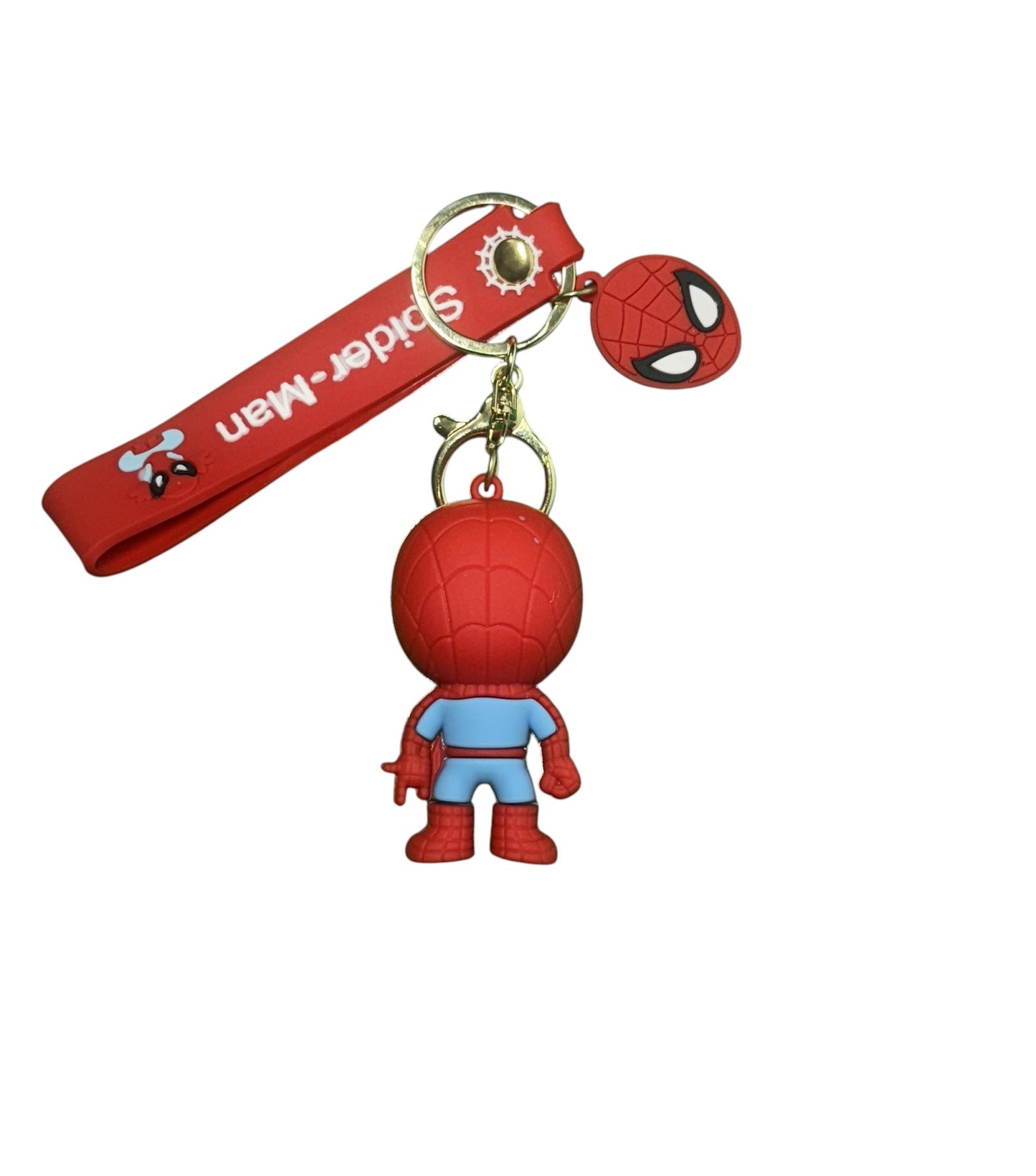 Classic Spider-Man Figure Keychain with Mask Charm & Lanyard | Marvel Superhero Keyring | Gift for Web-Slinger Fans