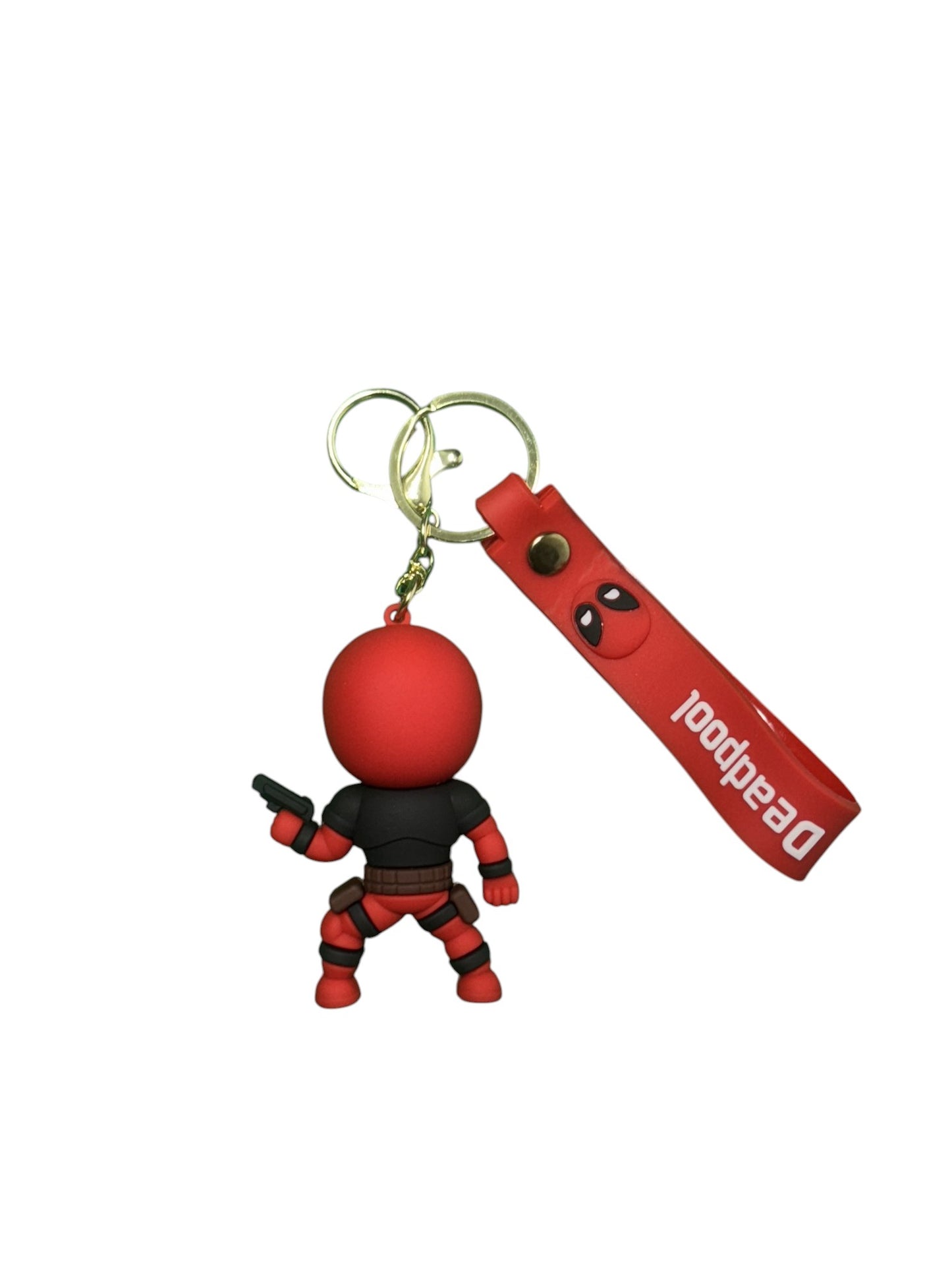Deadpool 3D Figurine Keychain | Marvel Comics Anti-Hero Collectible | With Logo Strap & Gun
