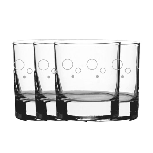 Engraved Circles Pattern Set of 4 Whiskey 11.5oz Glasses Image 1