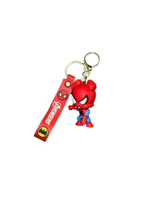 Cute 3D Spider-Man Rubber Keychain with Avengers Strap | Superhero Cartoon Keyring for Bikes, Cars, Bags & Keys