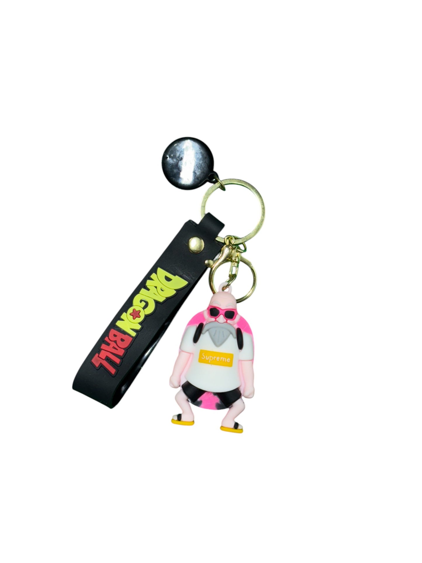 Dragon Ball Z Master Roshi Cartoon Rubber Keychain with Black Strap | Anime Character Keyring for Bikes, Cars, Bags & Keys