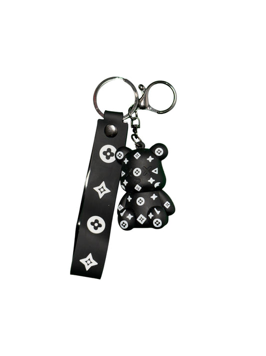 Trendy Bear Shape Rubber Keychain | Stylish Designer Strap Keyring for Bike, Car & Bags