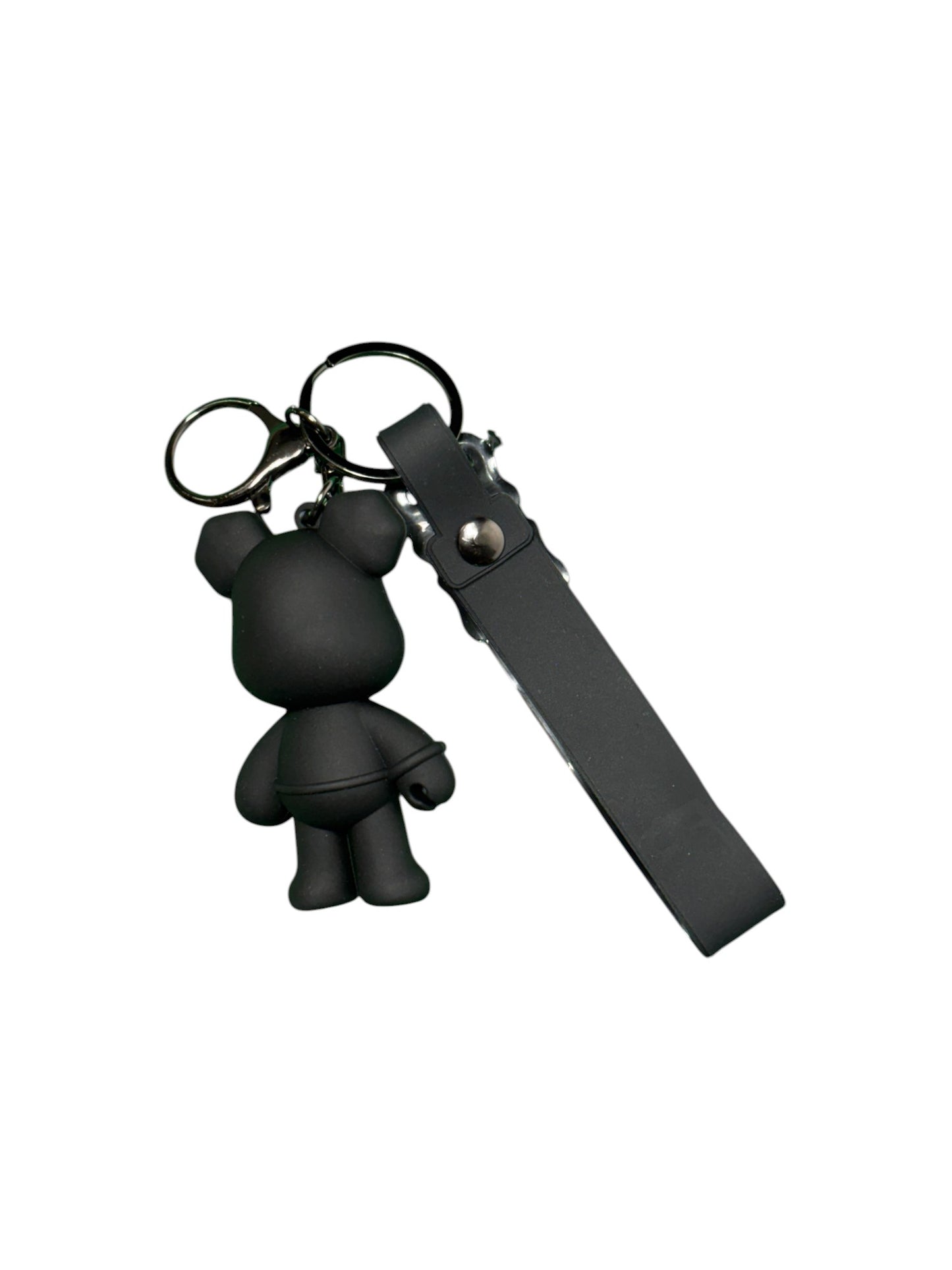 Monochrome Designer-Inspired Bear & Strap Keyring