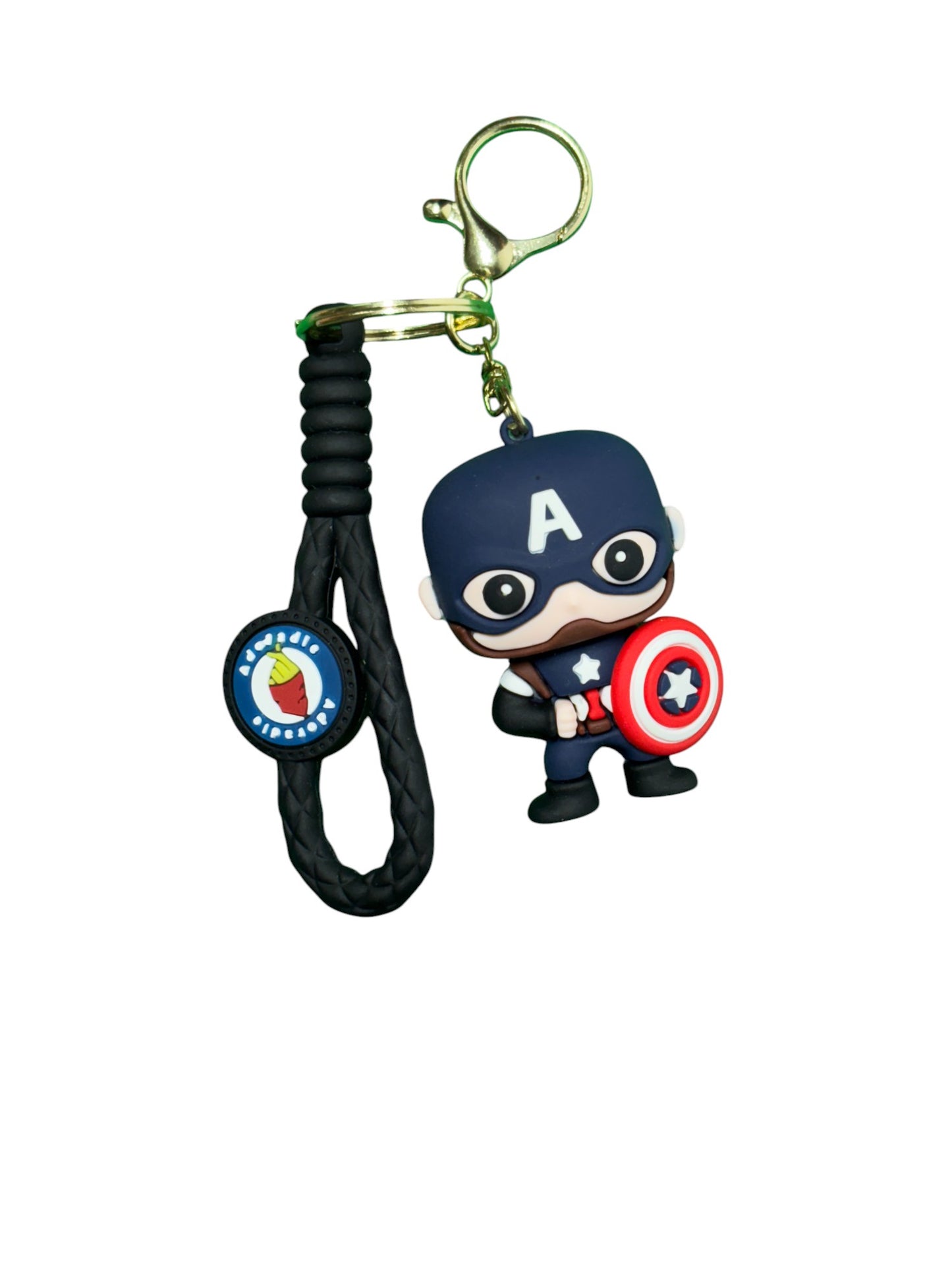 Marvel Avengers Captain America Chibi Keychain with Braided Rope - Ideal for Bags & Keys