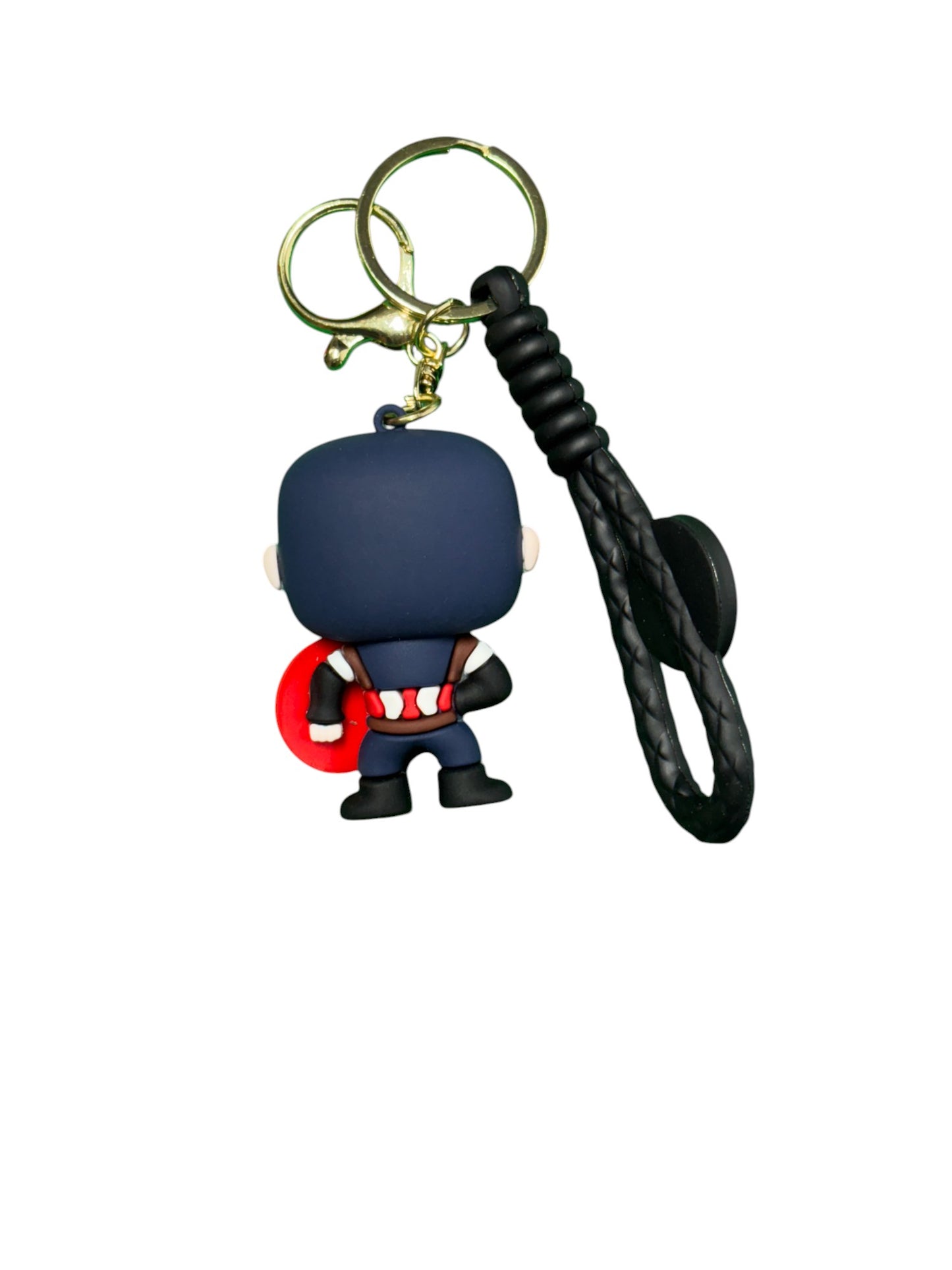 Marvel Avengers Captain America Chibi Keychain with Braided Rope - Ideal for Bags & Keys