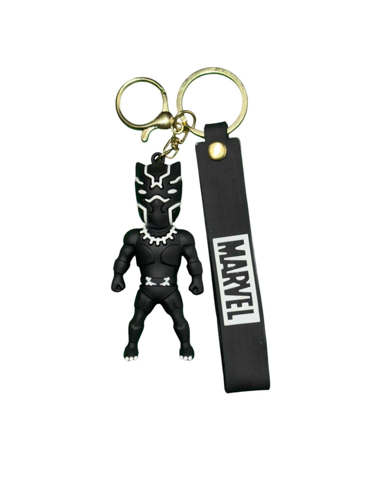 Marvel Black Panther Figurine Keychain with MARVEL Logo Strap