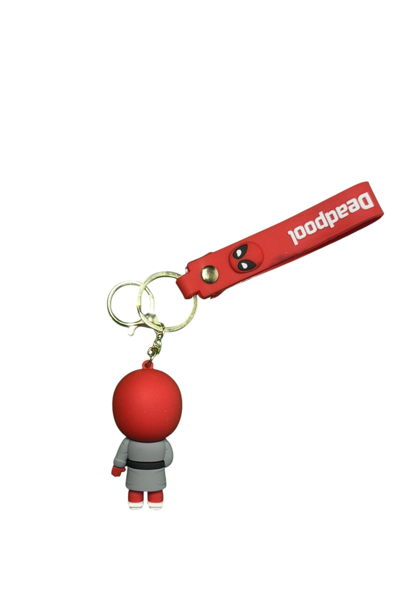 Marvel Deadpool Chibi Figurine Keychain with Skull Accessory and Wrist Strap