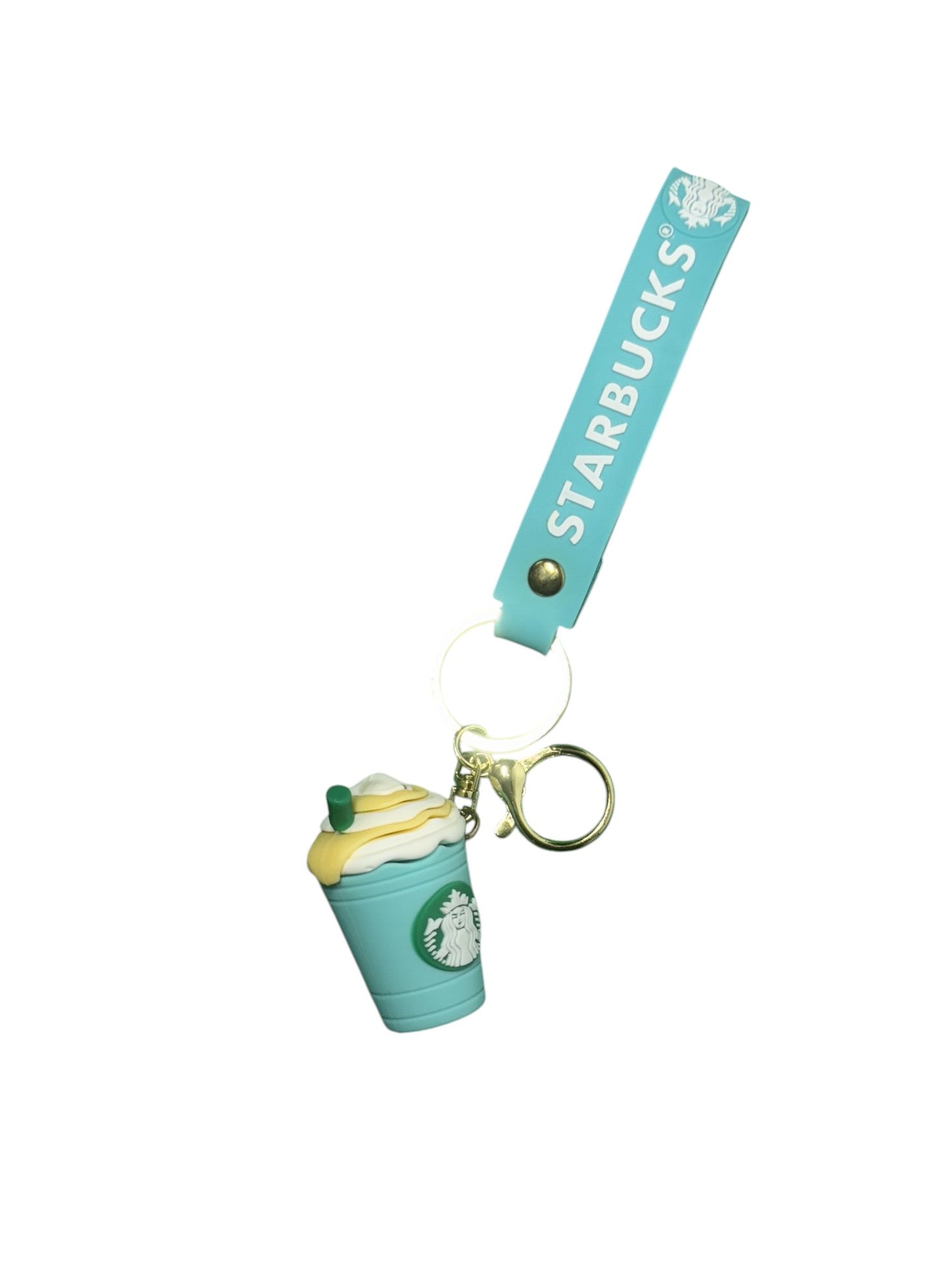 Starbucks Frappuccino Keychain with Wristlet Strap - Coffee Cup Bag Charm & Key Holder