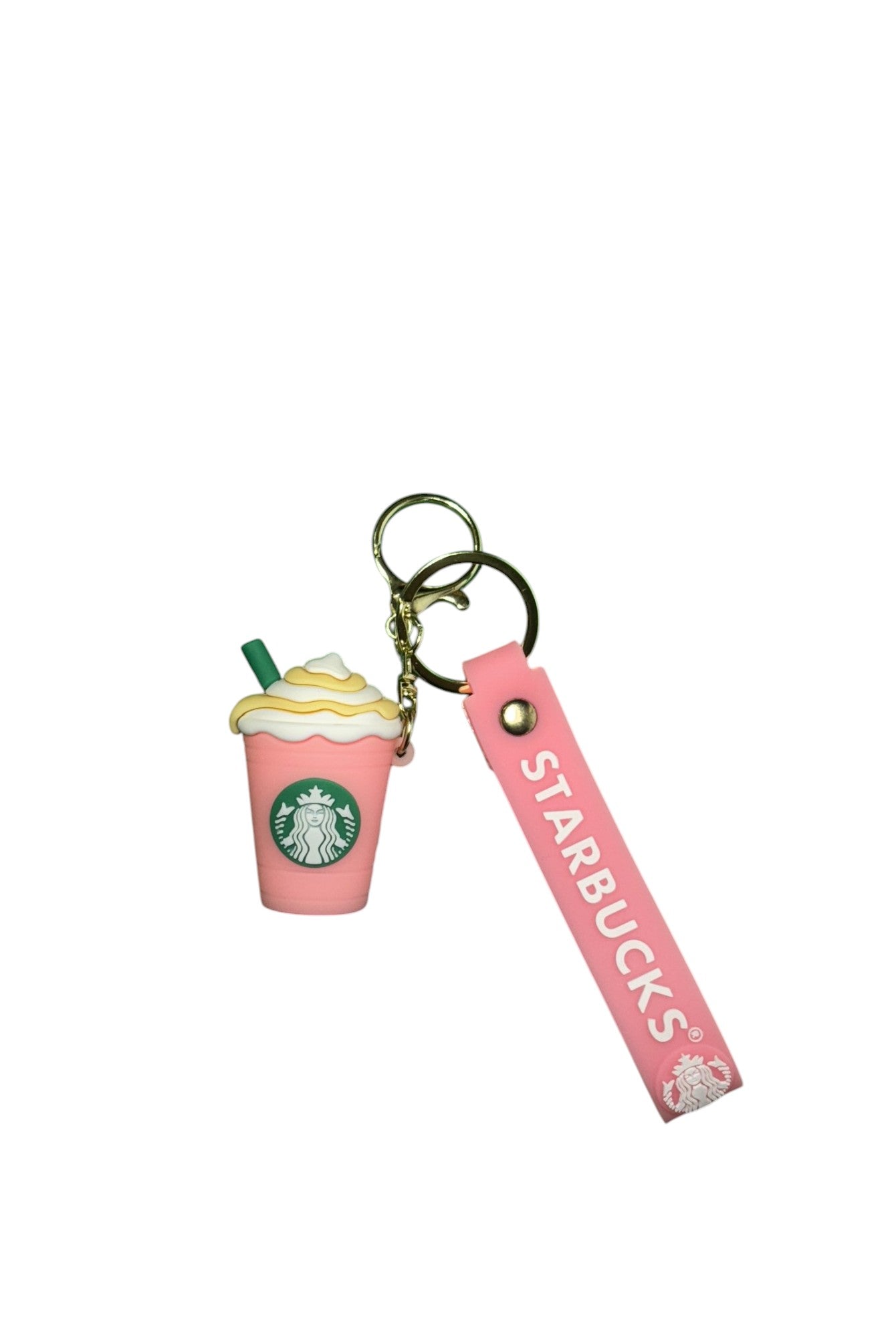 Starbucks Frappuccino Keychain with Wristlet Strap - Coffee Cup Bag Charm & Key Holder