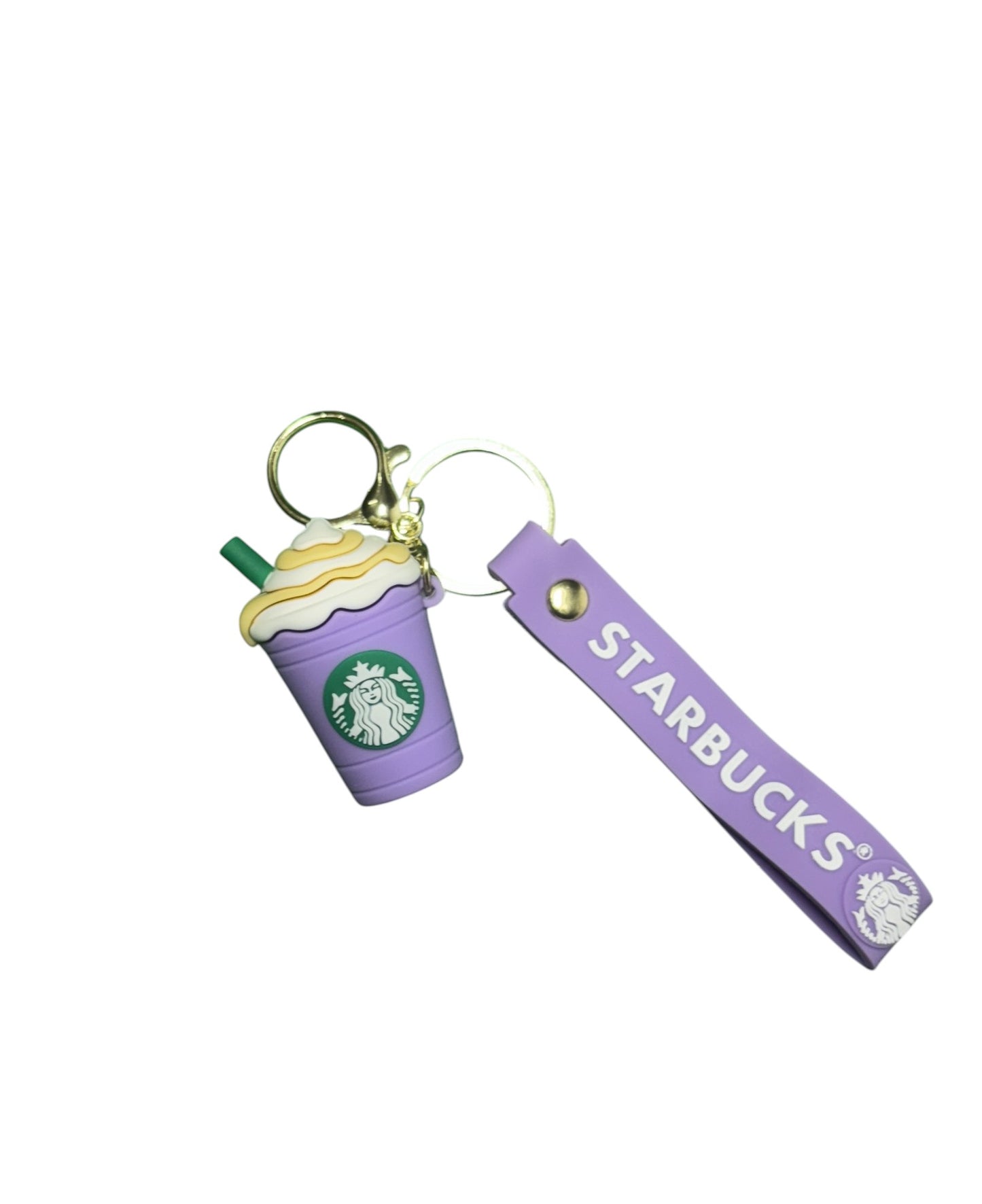 Starbucks Frappuccino Keychain with Wristlet Strap - Coffee Cup Bag Charm & Key Holder