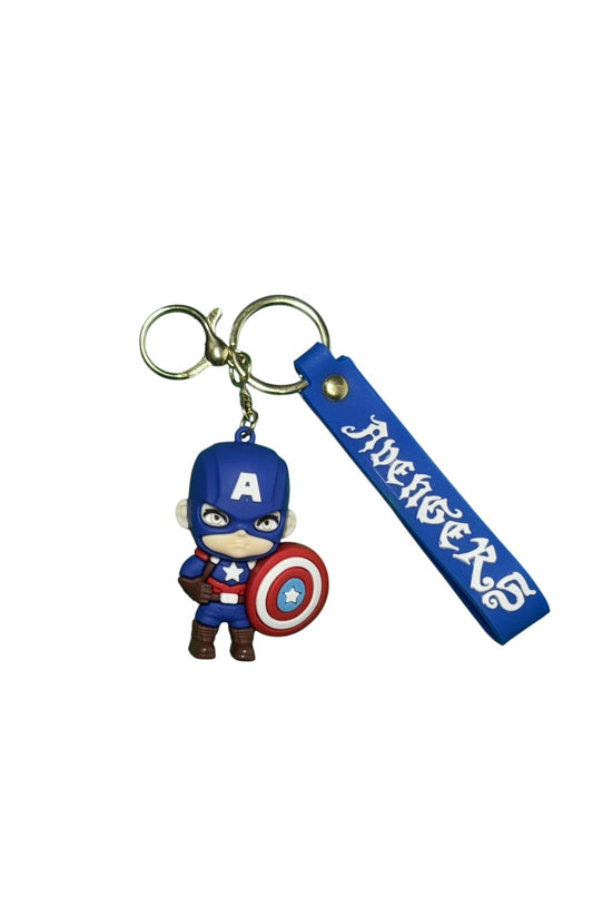 Captain America Superhero Keychain with Avengers Wristlet Strap - Marvel Fan Collectible & Bag Charm