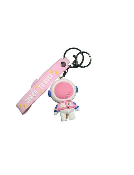 Adorable Astronaut & 'Space Travel' PVC Keychain - Sci-Fi Space Lover Gift