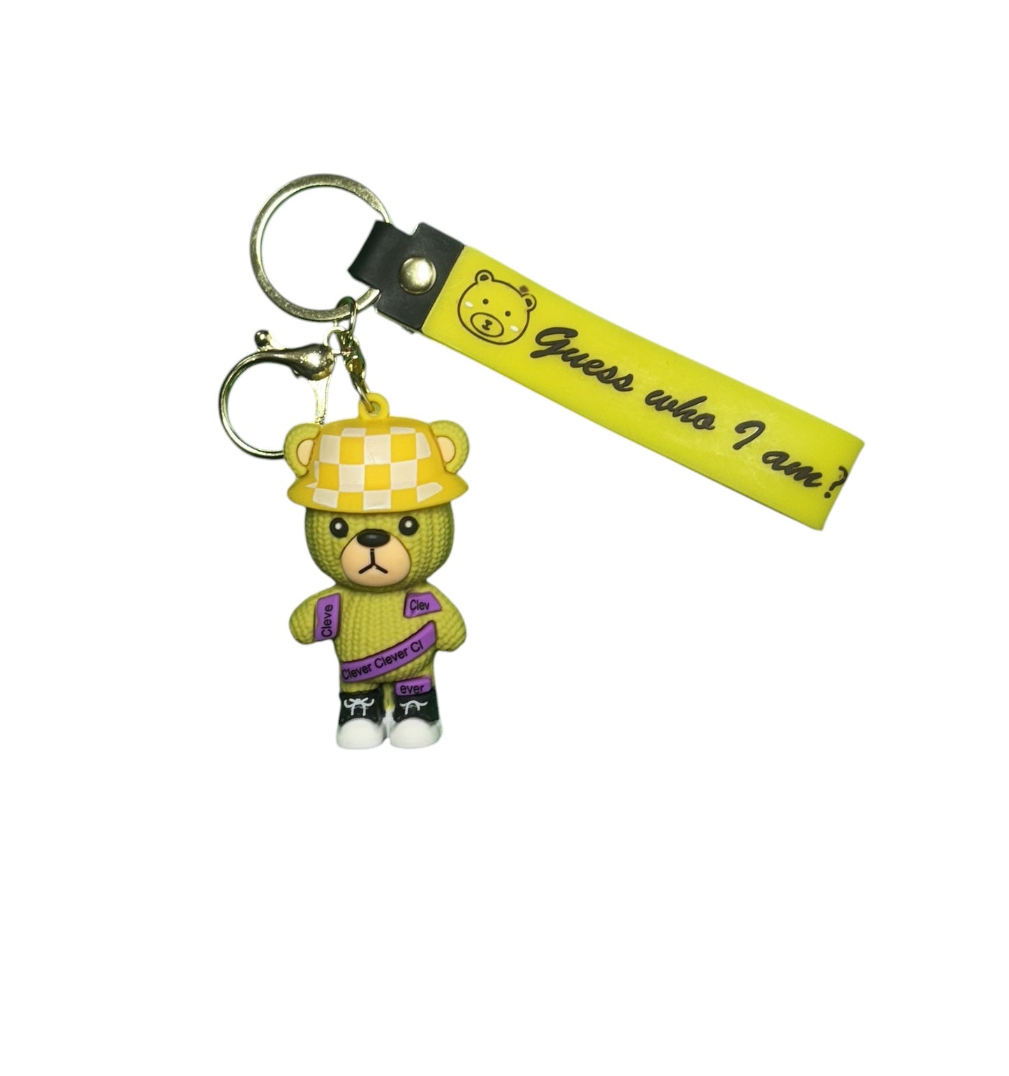 Guess Who I Am?" Teddy Bear Keychain - Soft Plush Accessory & Fun Gift