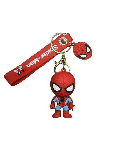 Classic Spider-Man Figure Keychain with Mask Charm & Lanyard | Marvel Superhero Keyring | Gift for Web-Slinger Fans