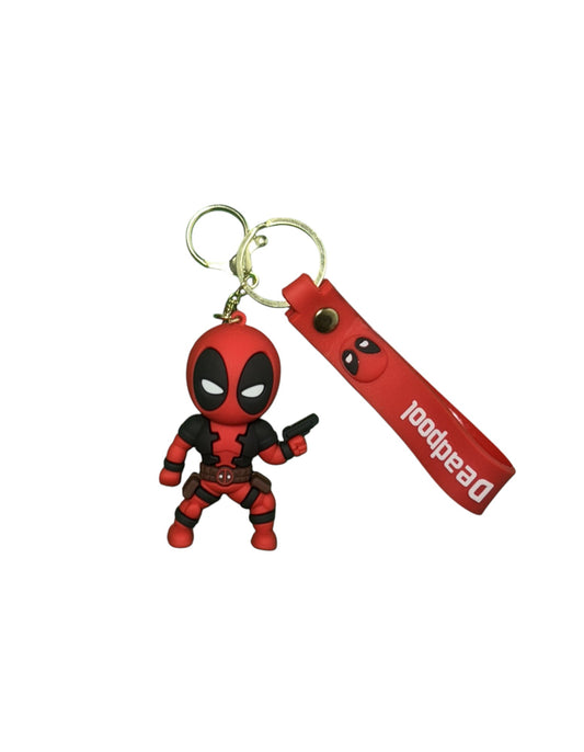 Deadpool 3D Figurine Keychain | Marvel Comics Anti-Hero Collectible | With Logo Strap & Gun