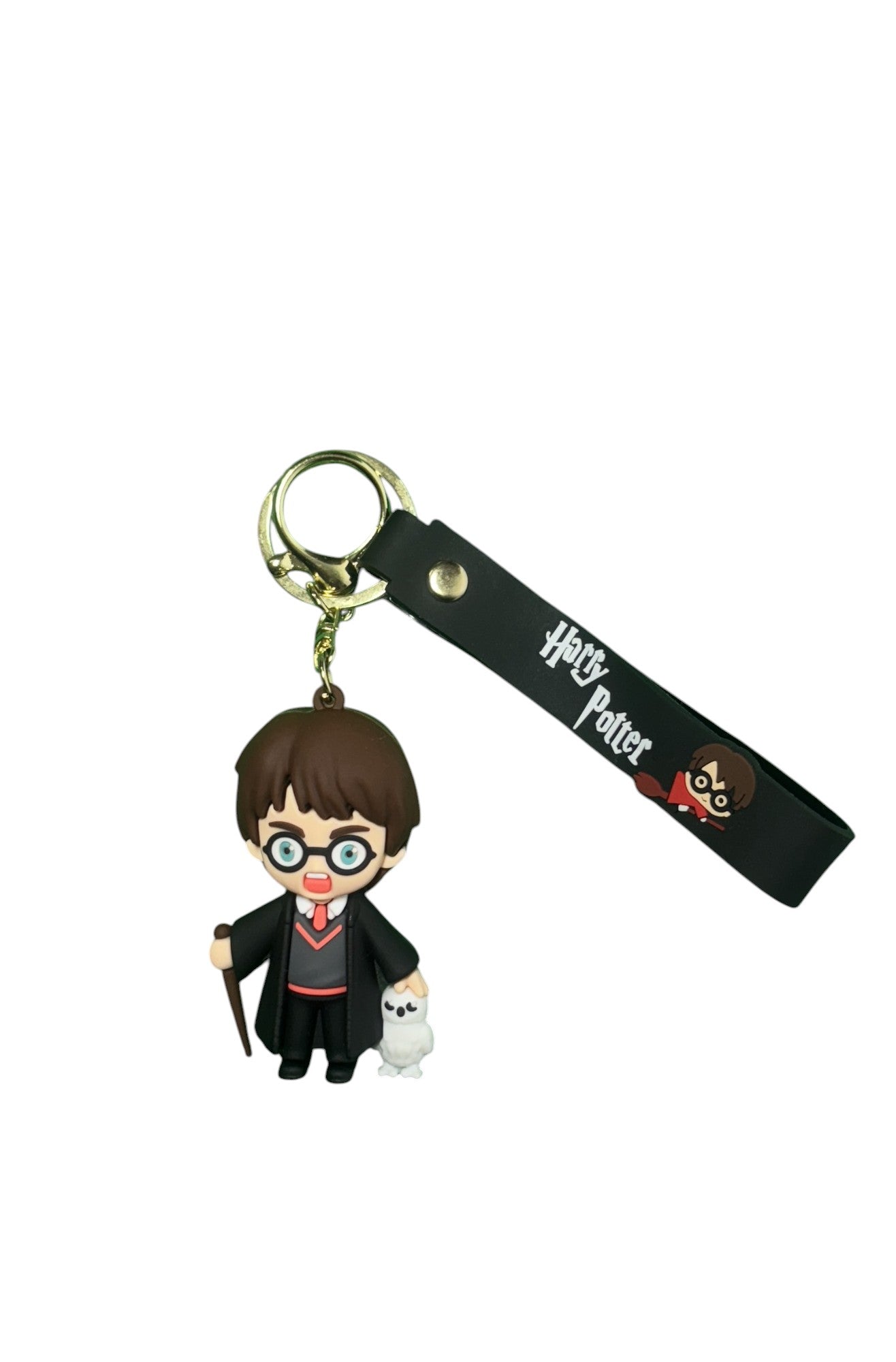 Harry Potter 3D Figurine Keychain | With Hedwig & Wand | Wizarding World Collectible