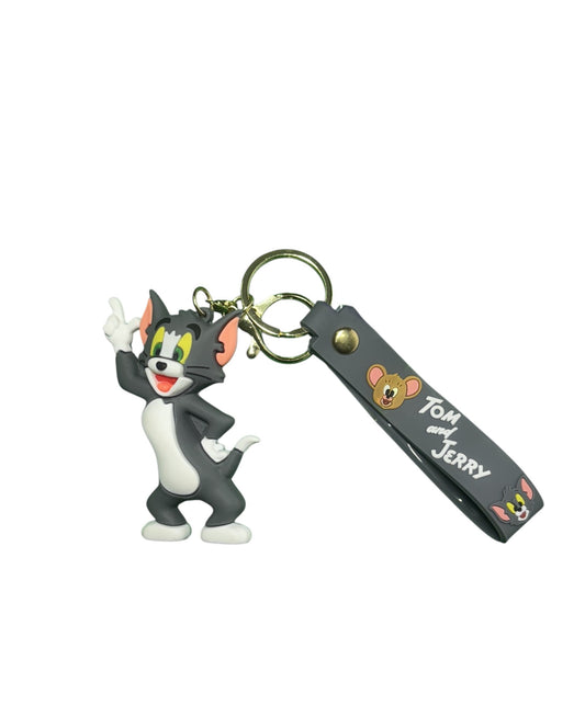 Tom and Jerry 3D Figurine Keychain | Classic Cartoon Collectible | With Logo Strap