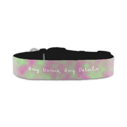 Personalised Small Dog Collar with Pinky Green Background Image 1