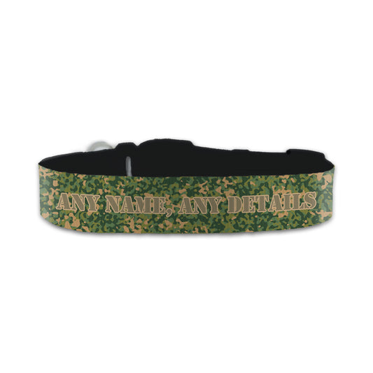 Personalised Small Dog Collar with Camo Background Image 1