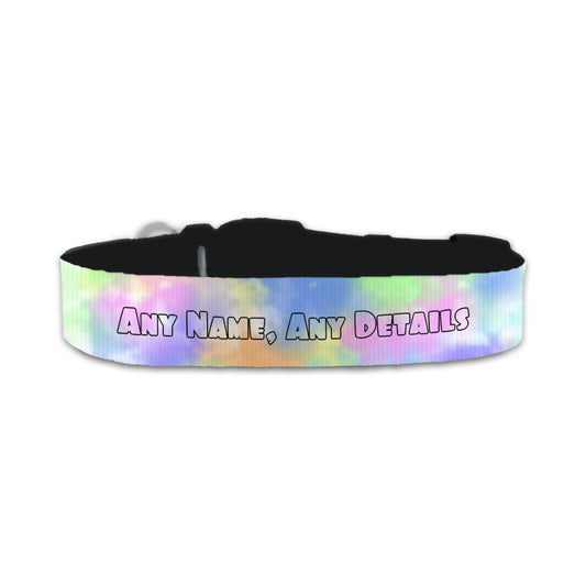 Personalised Small Dog Collar with Coloured Clouds Background Image 1