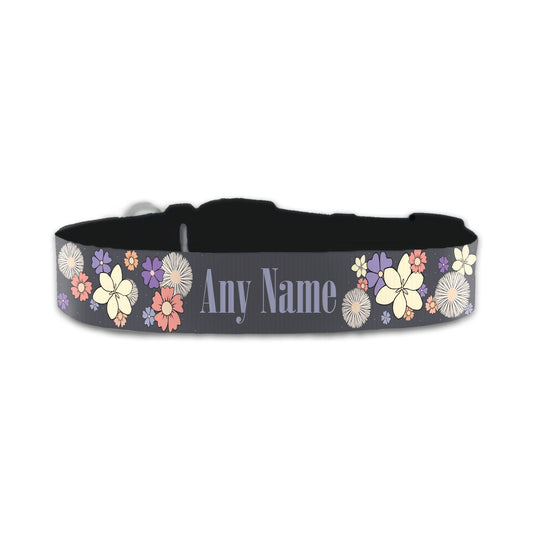 Personalised Small Dog Collar with Floral Background Image 1