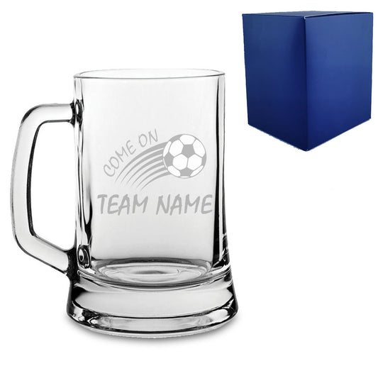 Engraved Football Tankard with Come On Curved Football Design Image 1
