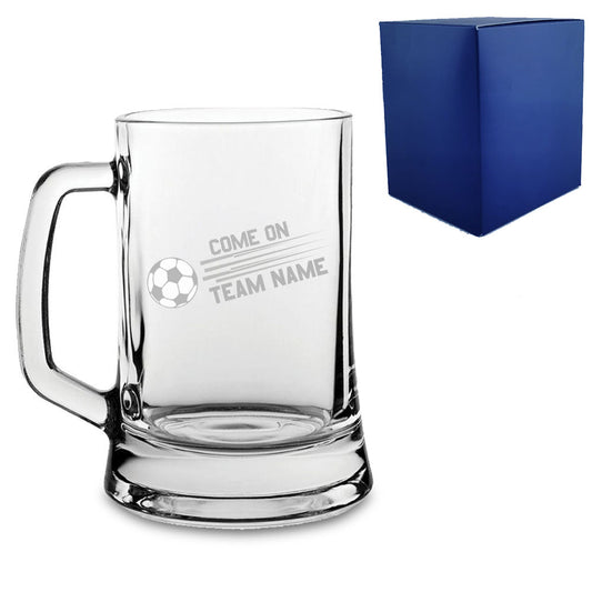 Engraved Football Tankard with Come On Straight Football Design Image 1