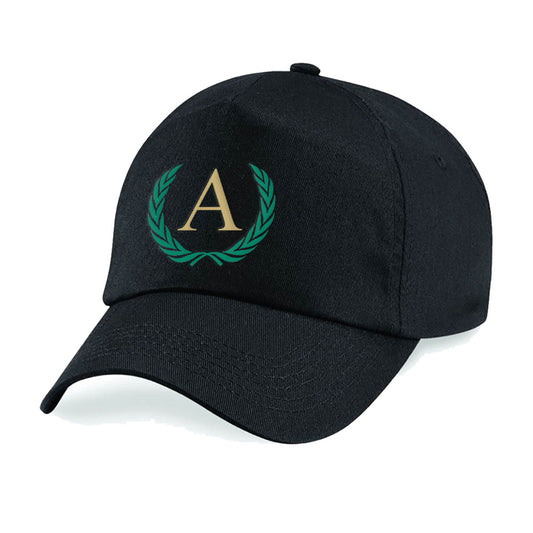 Embroidered Adults Black Cap with Laurel Initial Design Image 1