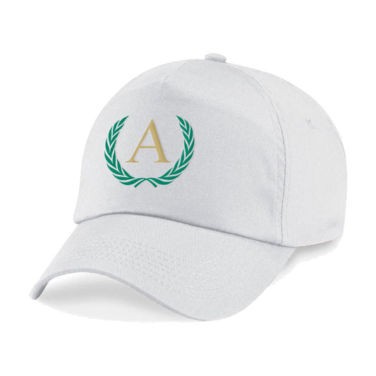 Embroidered Adults White Cap with Laurel Initial Design Image 1