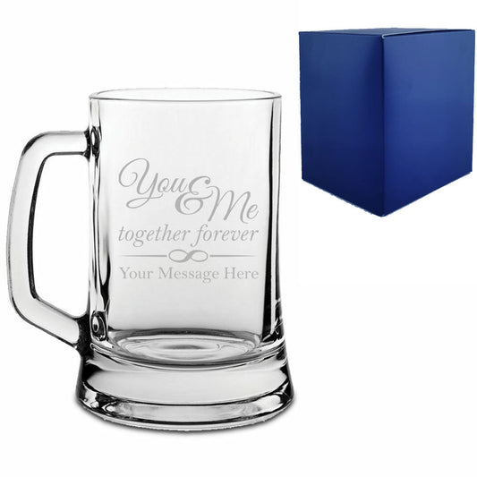 Engraved Tankard Beer Mug with You & Me, together forever Design Image 1