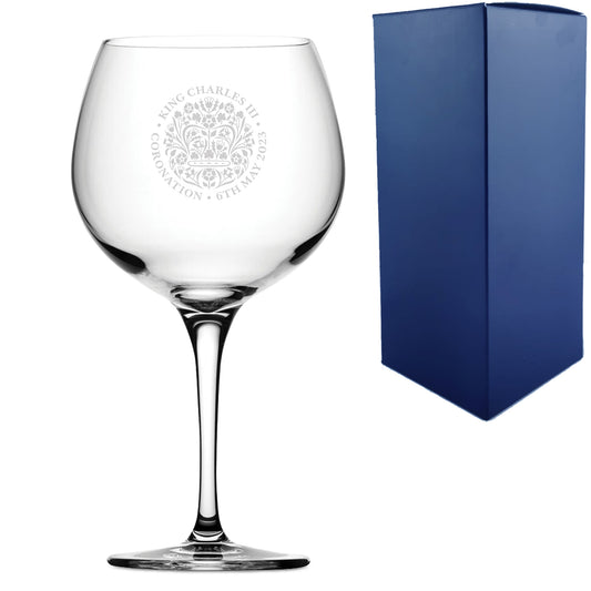 Engraved Commemorative Coronation of the King Gin Cocktail Glass Image 1