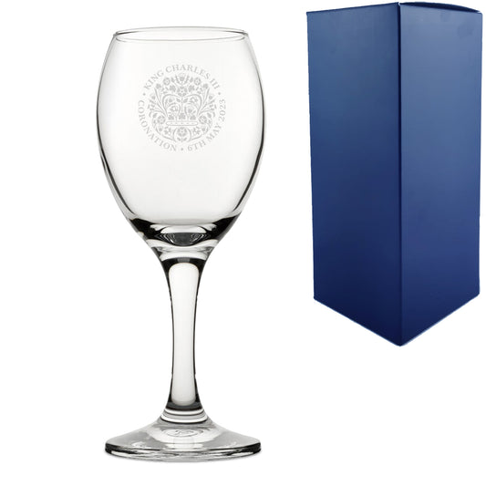 Engraved Commemorative Coronation of the King White Wine Glass Image 1