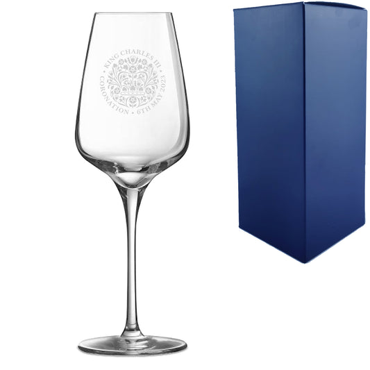 Engraved Commemorative Coronation of the King Red Wine Glass Image 1