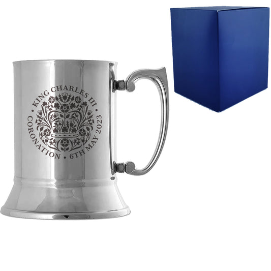 Engraved Commemorative Coronation of the King Stainless Steel Tankard Image 1