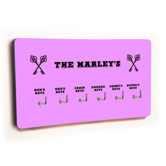Personalised Novelty Purple 6 hook key holder - Cross keys Image 1