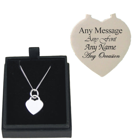 Engraved Silver Necklace with Heart Pendant Image 1