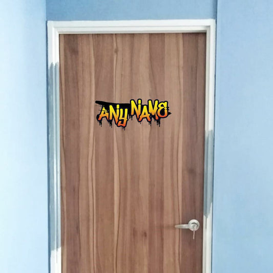 Personalised Yellow Graffit Sticker Perfect For Bedroom Doors or Wall Any Name Printed Simply Peel and Stick - 300mm wide Image 1