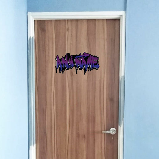 Personalised Purple and Blue Graffit Sticker Perfect For Bedroom Doors or Wall Any Name Printed Simply Peel and Stick - 300mm wide Image 1