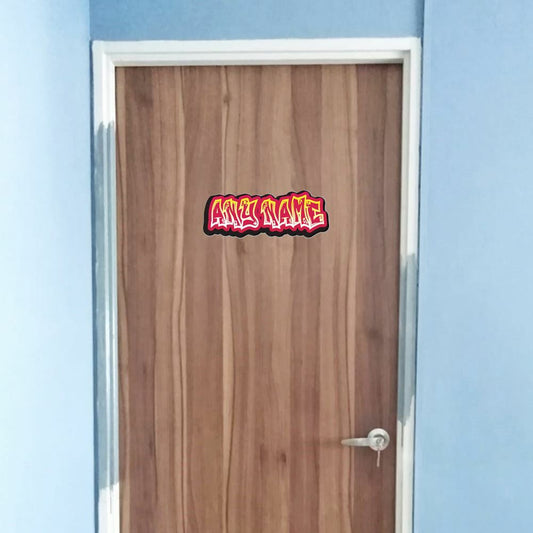 Personalised Red and Yellow Graffit Sticker Perfect For Bedroom Doors or Wall Any Name Printed Simply Peel and Stick - 300mm wide Image 1