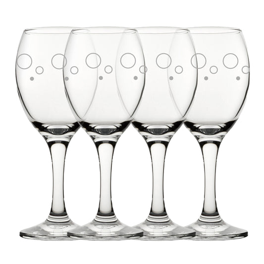 Engraved Circles Pattern Pure Wine Set of 4 11oz Glasses Image 1