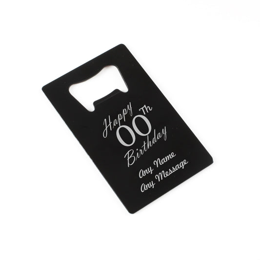 Engraved Portable Wallet Card Bottle Opener Black Happy Custom Number Birthday Image 1